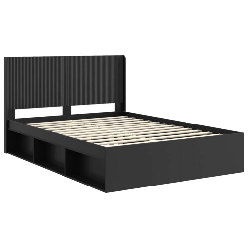 VidaXL vidaXL Bed Frame with Storage and Headboard Black 135 x 190 cm 1