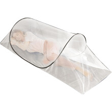 Faltbares Pop-up-Moskitonetz mit Reißverschlussboden für Bett – Tragbares Camping-Nylongewebe mit Fiberglas-Stange, Atmungsaktiv Weiß