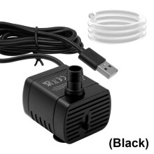 1,5 m USB-Tauchpumpe mit einstellbarem Ventil – Bürstenlose 5-V-Mikropumpe, Edelstahl 304 + ABS, IPX8 Black
