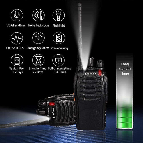 Rechargeable Long Range UHF Two-Way Radios with Earpieces Flashlight Li-ion 1