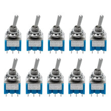 10Pcs DIY Toggle OFF Miniature Toggle 3-Pin 3 Position 6A 125V AC Toggle MTS-103