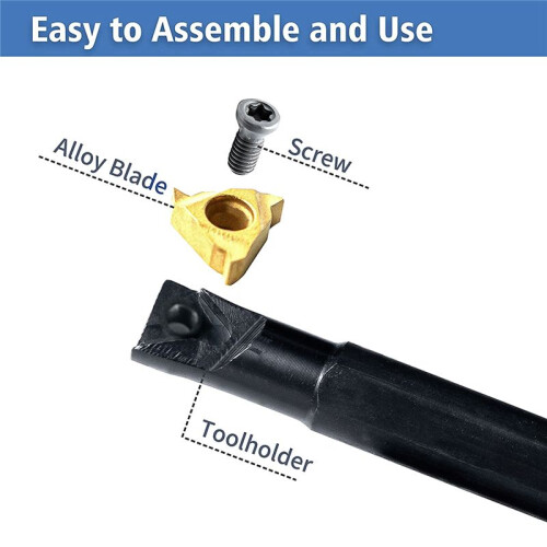 Lathe Thread Tool Set 6Pcs - 3Pcs Turning Shank Boring Bars with 3Pcs Indexable Carbide Inserts D 2