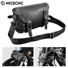 Passende Motorrad-Gabeltasche aus PU-Leder von NICECNC, wasserdicht, universell, mit Werkzeughalterung