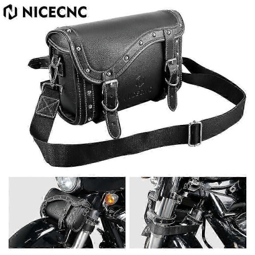 Applicable Motorcycle PU Front Fork Bag NICECNC Leather Handlebar Waterproof Universal Tool Sissy Bar