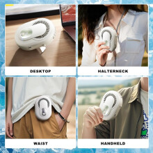 Portable Mini Handheld Fan USB Rechargeable Neck Desk Waist Clip 5 Speed Strong Airflow Travel Outdoor