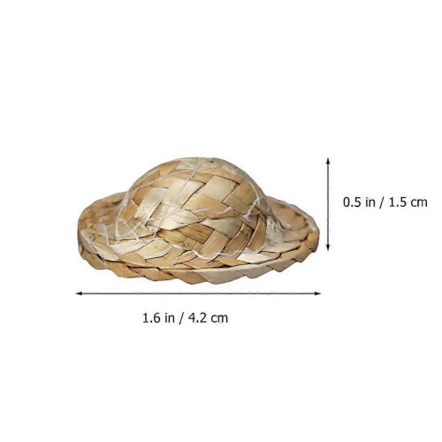 12Pcs Mini Woven Straw Hat Models Decorative Craft Accessories 1