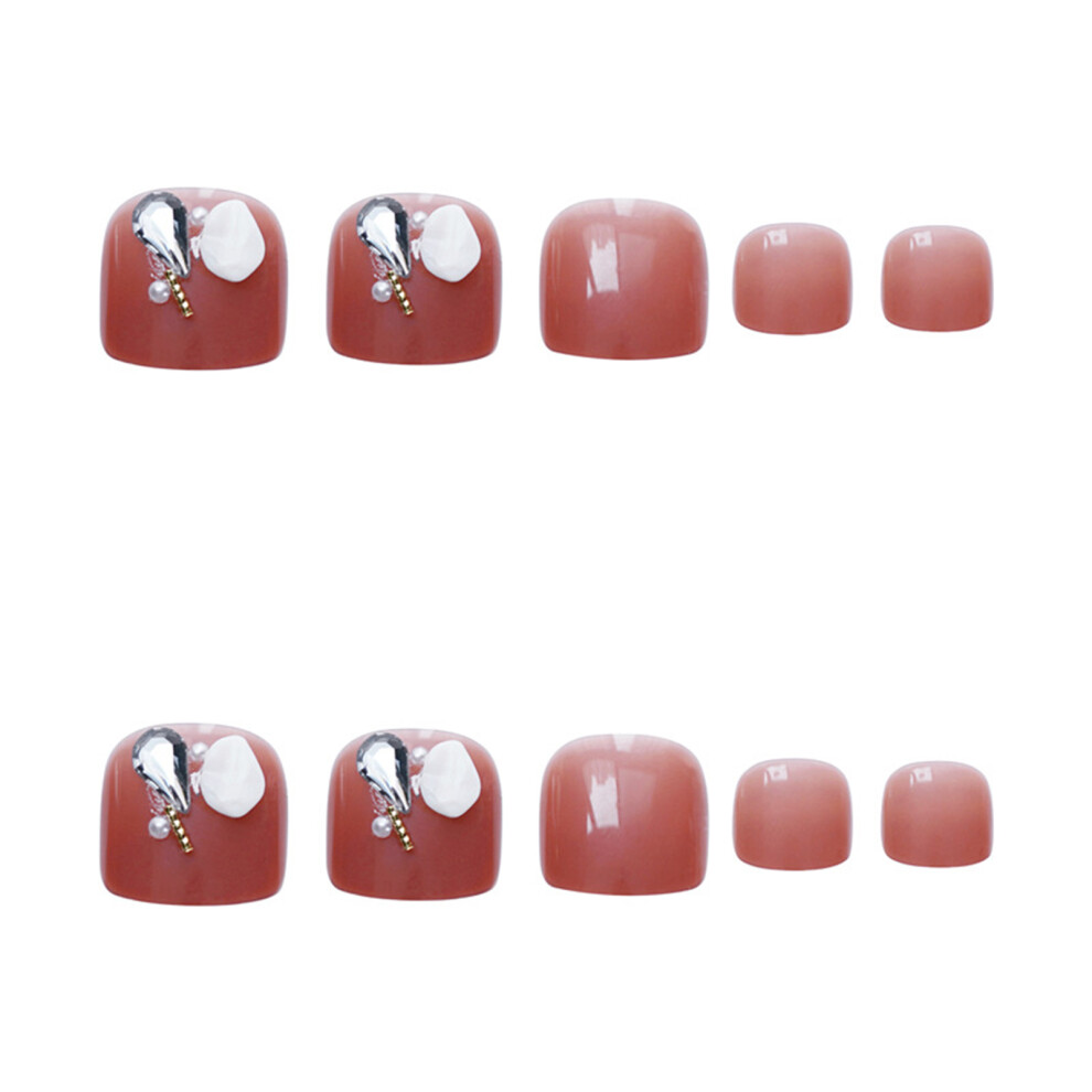 Dcph-Clothing 24Pcs Shell Red False Toenail Patch, Removable