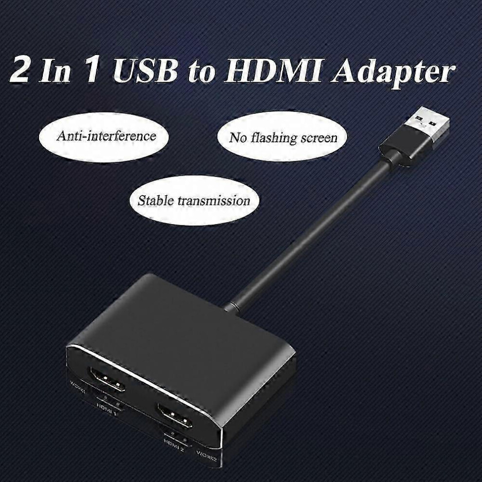 Computer Adapter Pc Dual HDMI Output Adapter USB 3.0 1080p PnP for PC Laptop Monitor TV ...