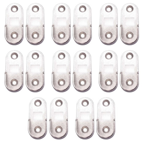 8X Oval Wardrobe Hanging Rail Rod End Bracket Support Silver Tone Pair