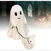 Szellem sétáló kutya szobor, ijesztő szellemkutya halloweeni figura, halloweeni szellemkutya szobrok, szellem sétál a s
