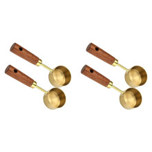 4x Stainless Steel Coffee Scoop for Ground Coffee, 15ml Coffee Measuring Scoop with Woodle Handle Coffee Spoons-A