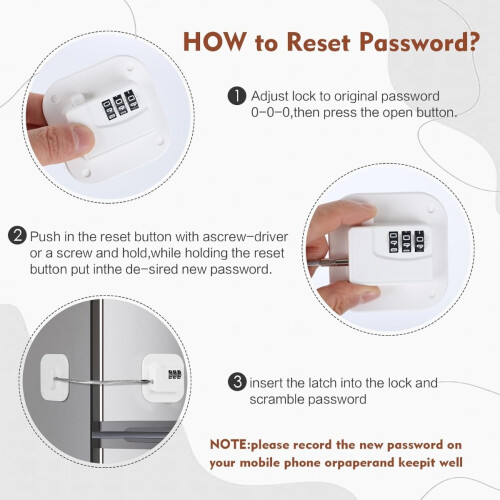 No Drilling Required Password Fridge Lock - Square Extended 30cm for Enhanced Security White 1