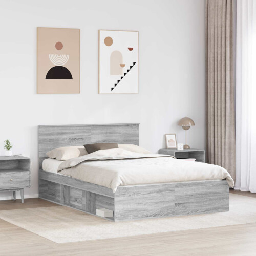 VidaXL vidaXL Bed Frame Grey Sonoma 150 x 200 cm Engineered wood 1