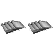 Placemat, Crossweave Woven Non-Slip Insulation Placemat Washable Table Mats Set of 8 (8Pcs Placemats, Silver-Gray)