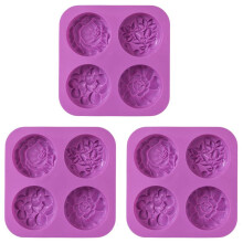 Stampi per Sapone nel Silicone per Fiori, Stampo per Sapone Fatto nel Casa, Muffin, Budino, Gelatina, Brownie e Cheesecake (3 Pezzo)