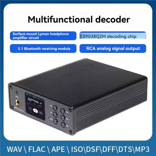 DA10 USB Decoder Dual-Core ES9038 DSD512  5.1 HIFI Audiophile DAC Earphone Amplifier 6.5mm Jack Silver 1