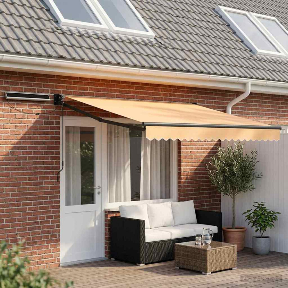 Vidaxl Electric Retractable Awning Sand 100% Polyester And Aluminium