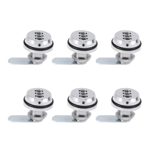 6X Alloy Code Combination Cam Lock Keyless Post Mail Box Cabinet RV 3 Dial Silver
