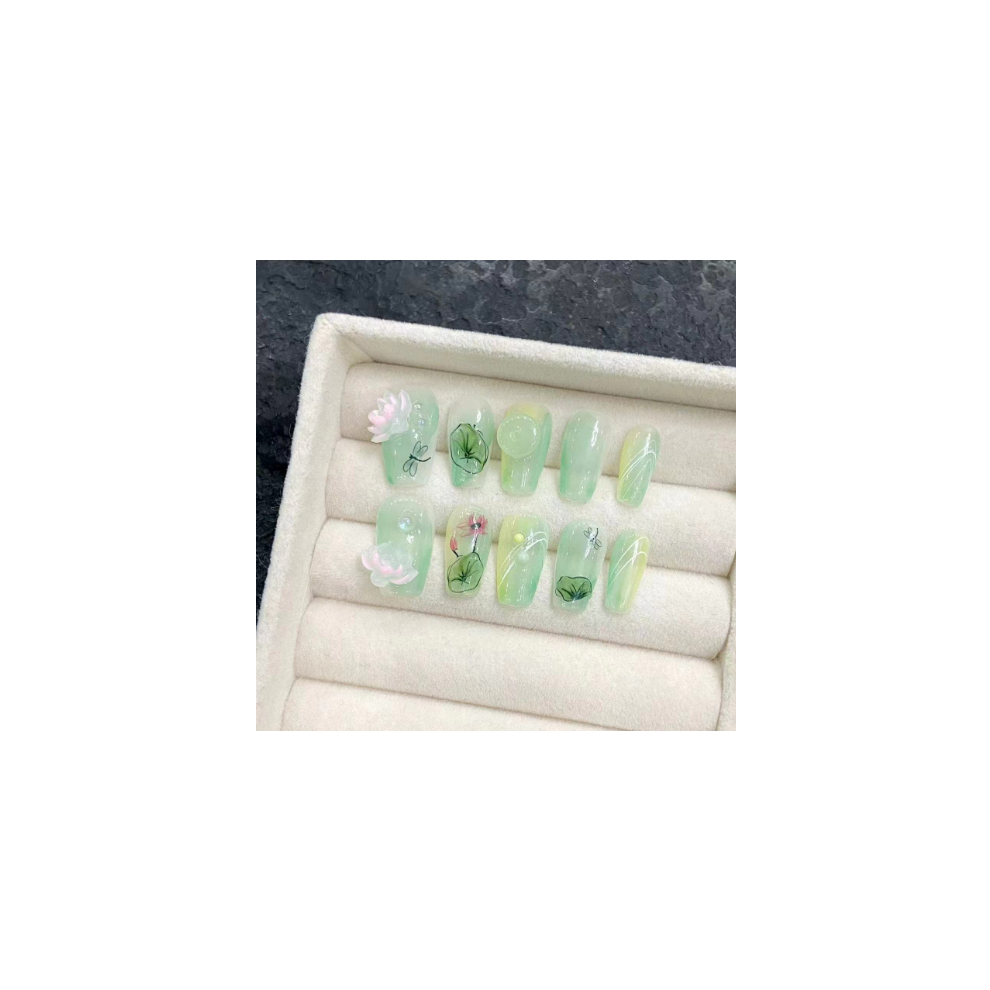 Reach-Tools (Xs) Lotus Printed Durable Fake Nails - Salon Supply