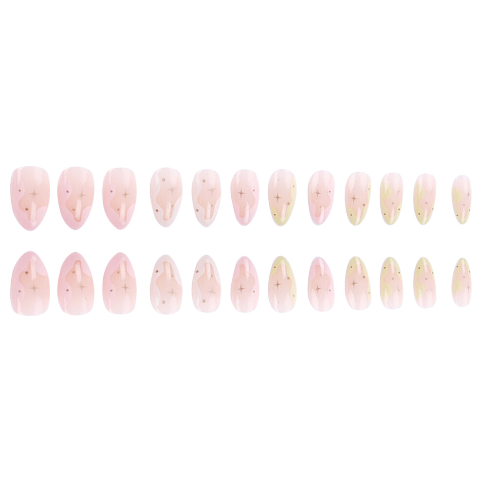 Phui-Pet-Supplies French Tip Pink Almond False Nails - Lightweight & Easy