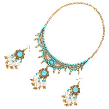 1Set Vrouwen Sieraden Set Bohemian Ketting En Hang Oorbellen Kleurrijk