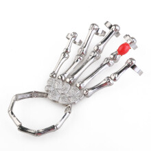 1Punk Stijl Zilveren Skelet Ring En Armband Set Verstelbaar