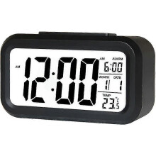 Sveglia digitale a LED con ampio display, funzione snooze e luce notturna, a batteria.