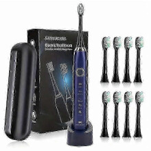 Spazzolino elettrico sonico Sarmocare S100 ricaricabile tramite USB, impermeabile, con 8 testine, per un'igiene dentale profe