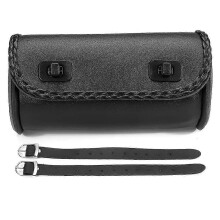 (2) Passende Motorrad-Gabeltasche aus PU-Leder, Lenkerwerkzeugtasche, Lenkerrollen-Aufbewahrungstasche