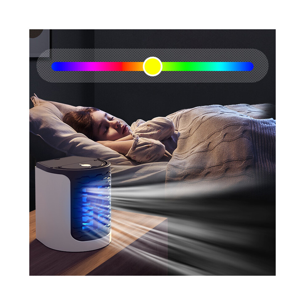 Portable Air Cooler Fan, 3-Speed Desktop Ac With 500Ml Tank, Ultrasonic Mist Humidifier & Led For Home, Office & Camping White/Light 8584088987795