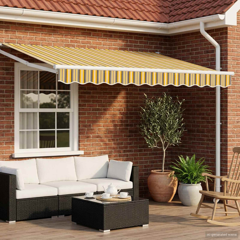 Vidaxl Electric Retractable Awning Yellow, Grey And White 2.5 X 2 M