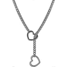 Rustfritt stål hjerte O-ring slip kjede halskjede, punk rock krage, justerbar lariat Y-halskjede for kvinner