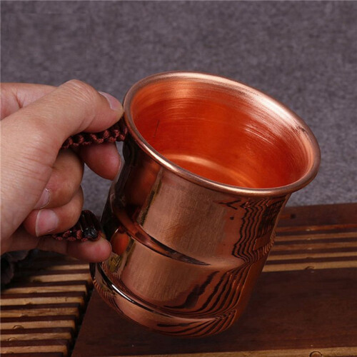 3X Handcrafted Pure Copper Beer Milk Mug Weave Handle Thickened Moscow Mule 400ML Breakfast Cup Drinkware Tableware 2