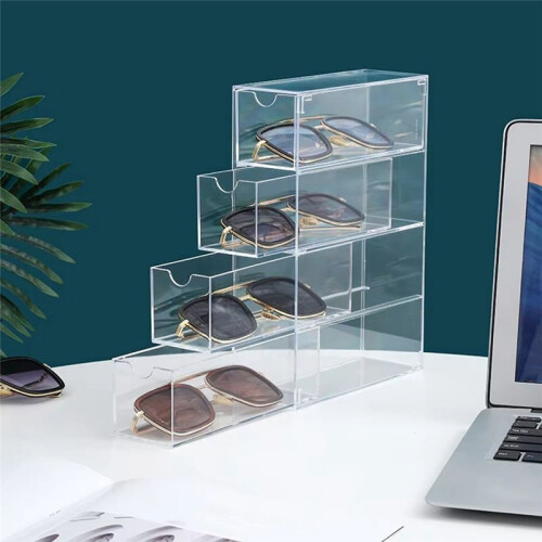 Glasses Storage Box 4 Layers Large Glasses Organizer Box Multifunctional Stackable Display Holder Reusable Cosmetics 2