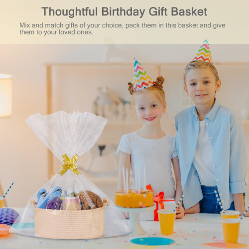 BOSROTY Baby Gift Baskets Empty with Handle Small Woven Basket with Gi 1