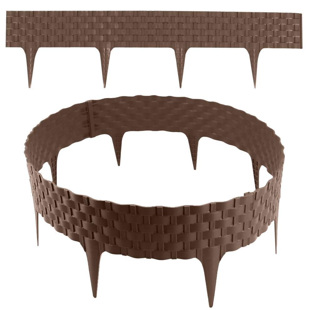 Photos - Other for Repair Lawn edging, rattan look brown 16x80 cm modules, plastic flower bed edging for flower beds and lawn borders 1051311062