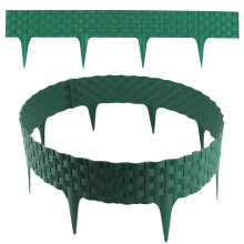 Lawn edging, rattan look, green, 12x80 cm modules, plastic flower bed edging for flower beds and lawn borders