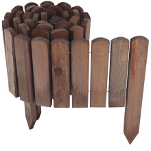 Wooden roll fence, dark brown, 10 x 200 cm, flower bed edging for flower beds and lawn borders I Flexible flower bed edging for paths