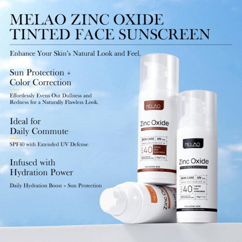 (Proofing and customization (white)) Tinted Sunscreen Moisturizer Zinc Oxide Protection Deep Hydration Natural Glow SPF30 60ml 2