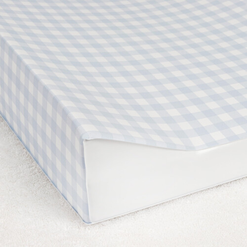 BEDEBYES Deluxe Anti Roll Wedge Baby Changing Mat Blue Gingham Waterpr 1