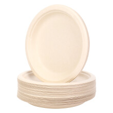 100-Pack 7-Tums Komposterbara Runda Bagasse-Pappersplattor för EngåNgsbruk, Biologiskt Nedbrytbar SockerröRsfiber