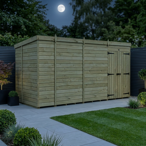 13 x 6 Pent Shed Tanalised (Double Door, No Windows) 2