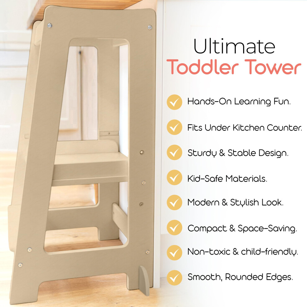Stepup Baby Toddler Tower With Adjustable Step Varnished Montessoriins