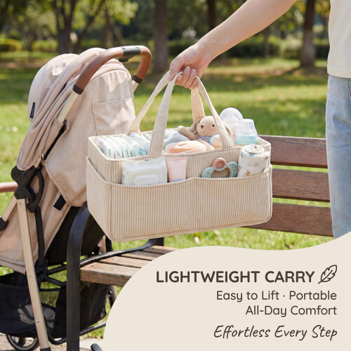 Eyoulife 2 Pack Corduroy Nappy Caddy Organiser for Changing Table  Sty 1