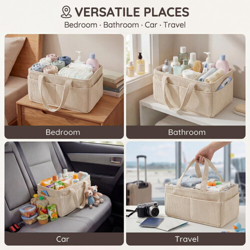 Eyoulife 2 Pack Corduroy Nappy Caddy Organiser for Changing Table  Sty 2