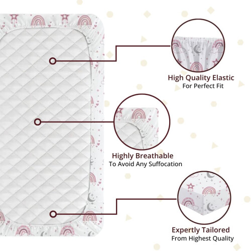 3 Pack Next To Me Compatible Crib Fitted Sheets  100 Cotton 2 Fitted S 2