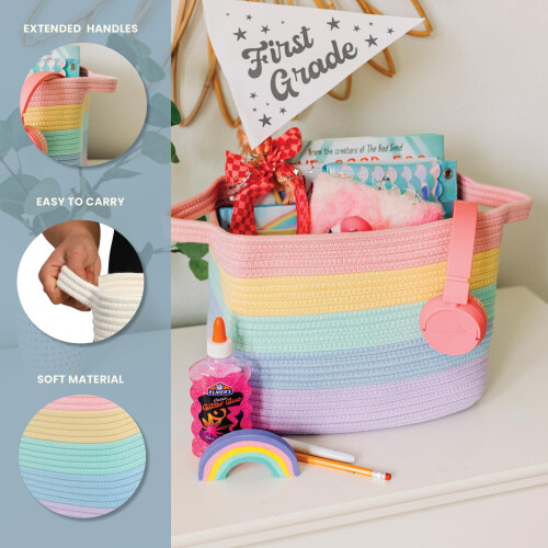 OrganiHaus Rainbow Storage Baskets for Shelves  Bathroom Small Laundry 1