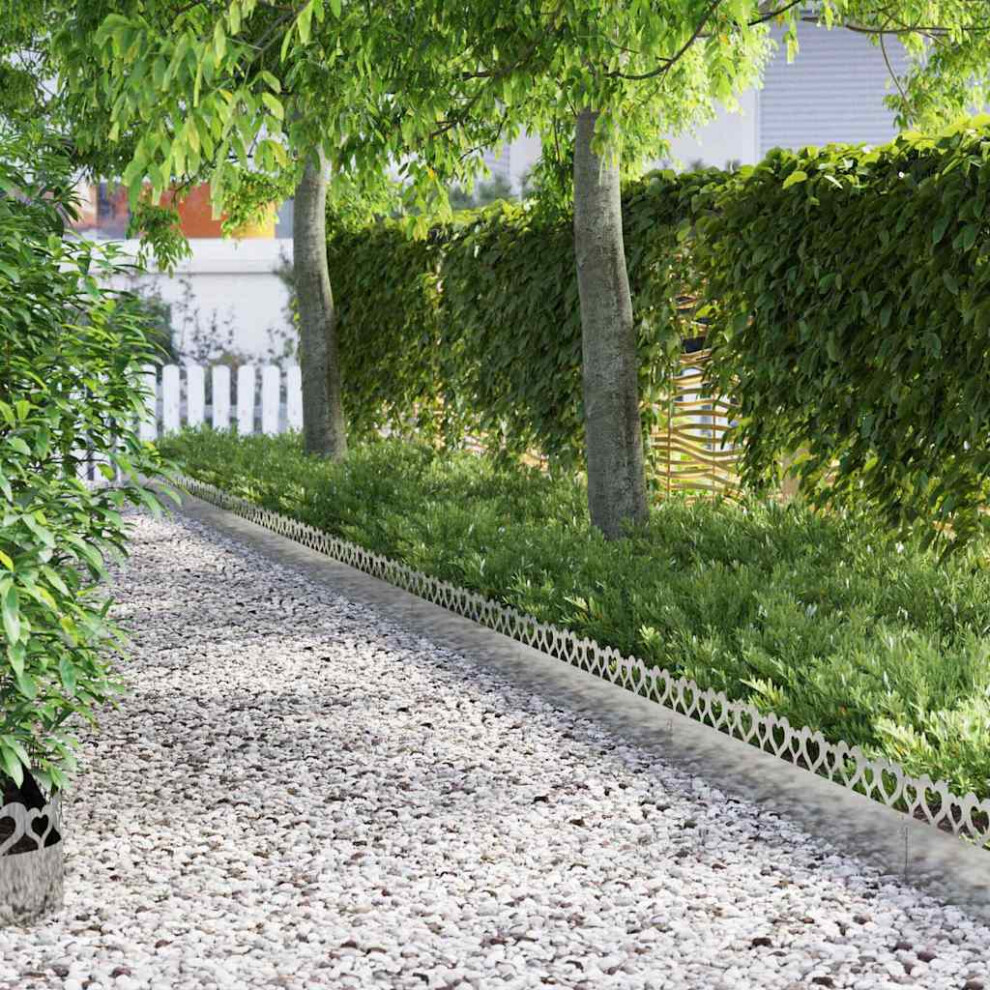 Vidaxl Lawn Edgings 20 Pcs Silver 103 X 0.05 X 22 Cm Galvanised Steel
