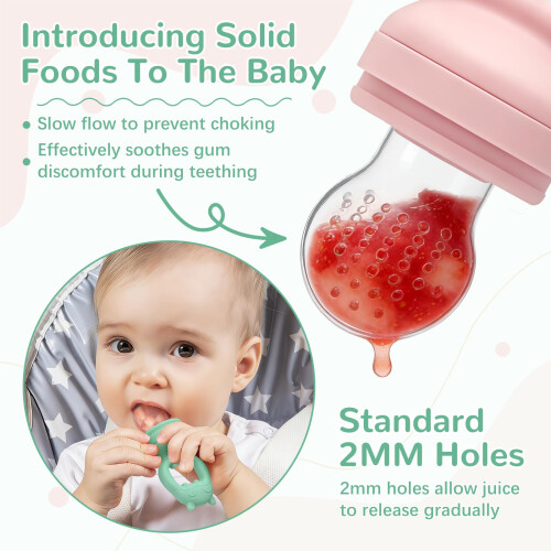 2 Pack Baby Fruit Feeder Pacifier with Cat Shape Breast Milk Ice Cube 2