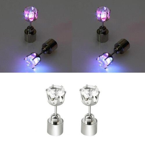Ένα ζευγάρι σκουλαρίκια με διαμάντια LED (ροζ) δώρο έκπληξη 1